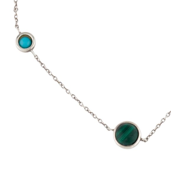 JENNIFER ZEUNER STERLING SILVER MALSCHITE & TURQUOISE LINK BRACELET - Picture 3 of 7